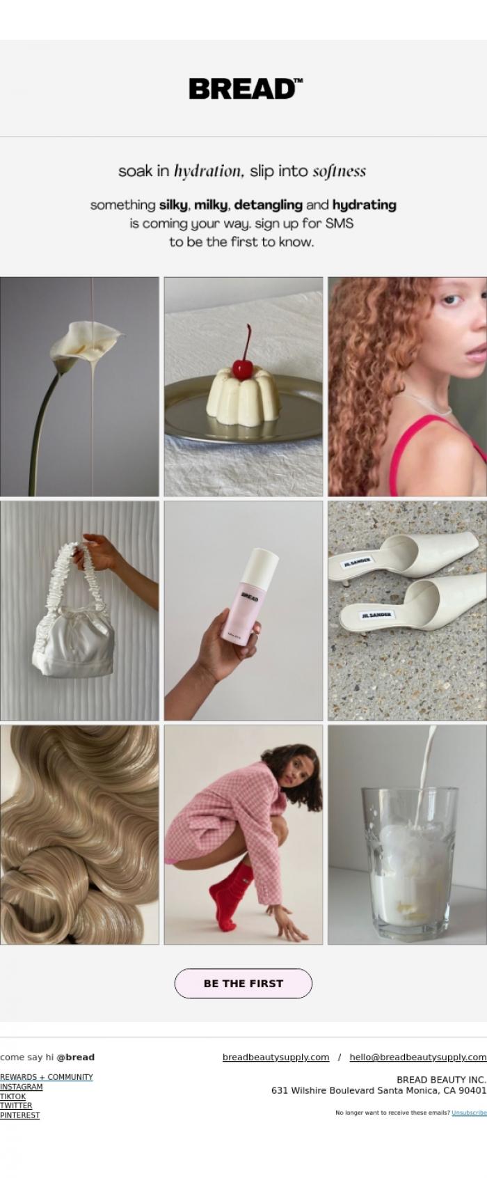 Email Design Inspiration from Bread Beauty Supply, silky, milky, soft 🐑
