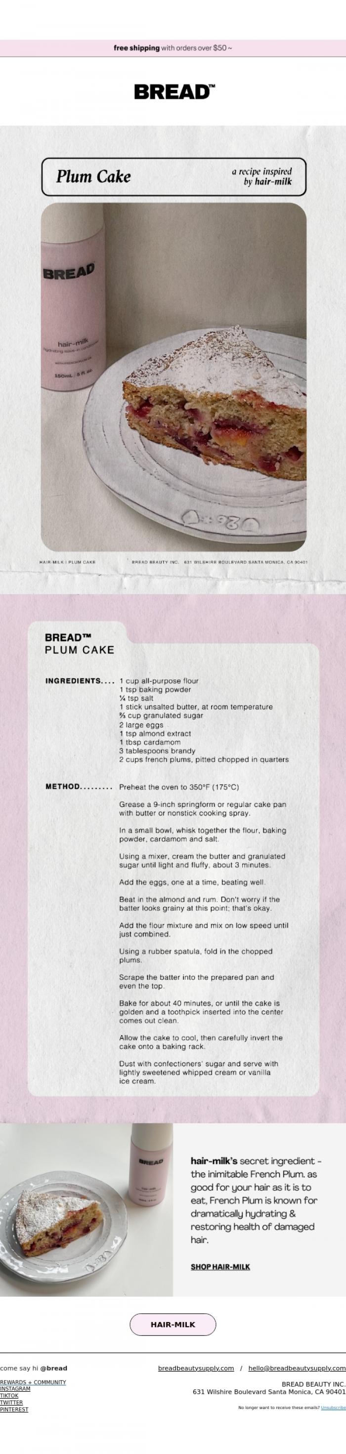Email Design Inspiration from Bread Beauty Supply, good enough to eat 🍰