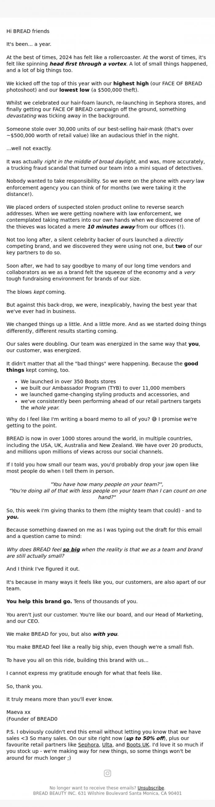 Email Design Inspiration from Bread Beauty Supply, Hi from Maeva