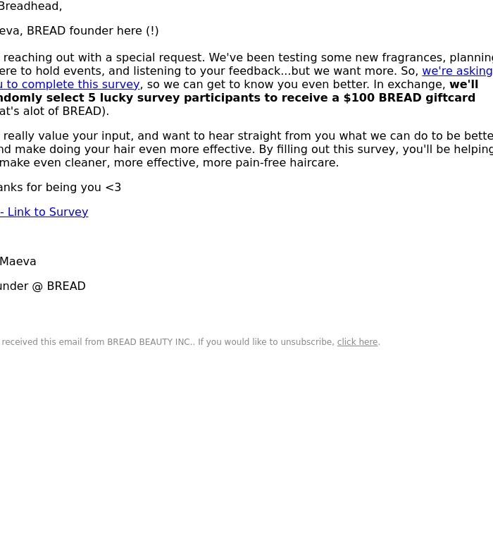 Email Design Inspiration from Bread Beauty Supply, Don't Miss Your Chance to Win $100 in BREAD!