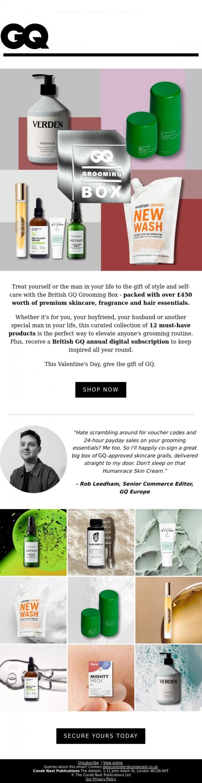 Email Design Inspiration from British GQ, A GQ-Approved Valentine's Treat