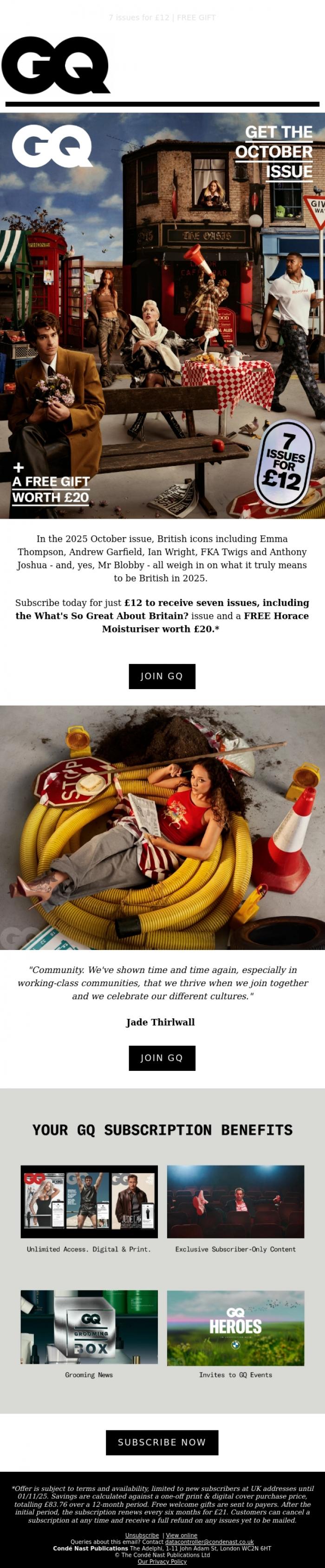 Email Design Inspiration from British GQ, What it truly means to be British in 2025
