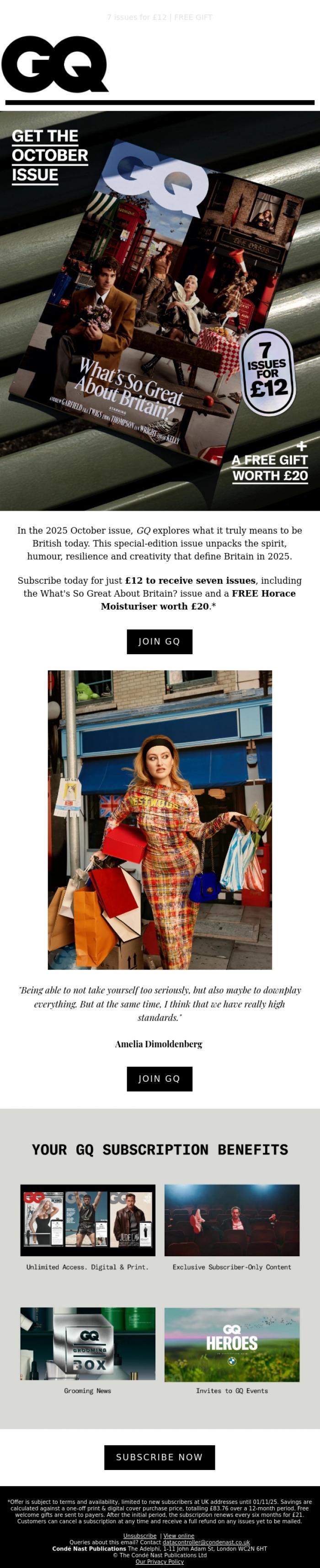 Email Design Inspiration from British GQ, Don't Miss the GQ October Issue + Exclusive Gift