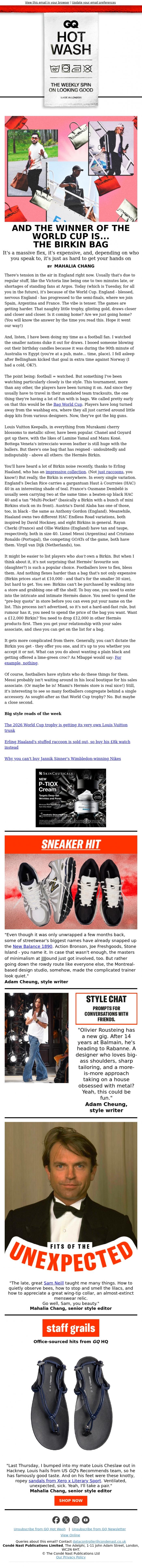 Email Design Inspiration from British GQ, And the winner of the World Cup is... the Birkin bag