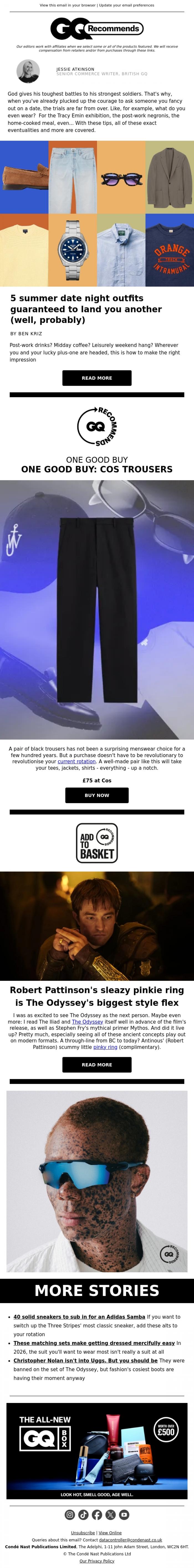Email Design Inspiration from British GQ, 5 summer date night outfits guaranteed to land you another (well, probably)