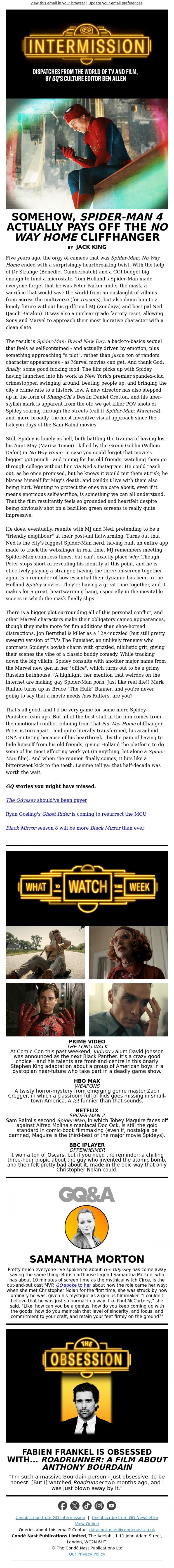 Email Design Inspiration from British GQ, Somehow, "Spider-Man 4" actually pays off the "No Way Home" cliffhanger