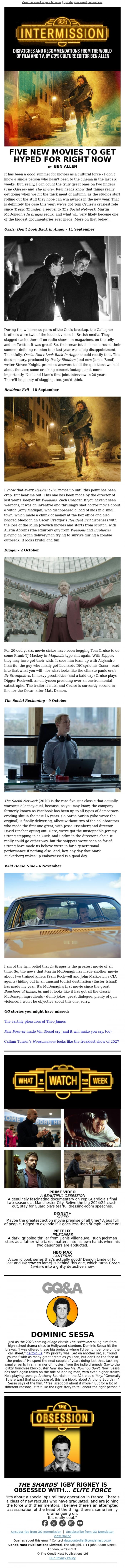Email Design Inspiration from British GQ, Five new movies to get hyped for right now