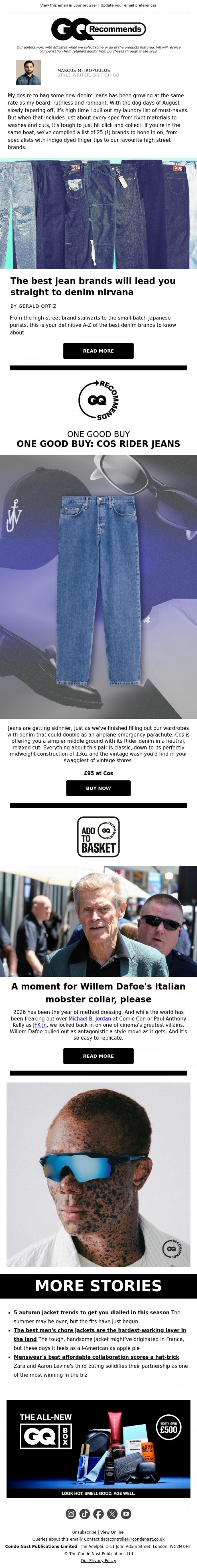 Email Design Inspiration from British GQ, The best jean brands will lead you straight to denim nirvana