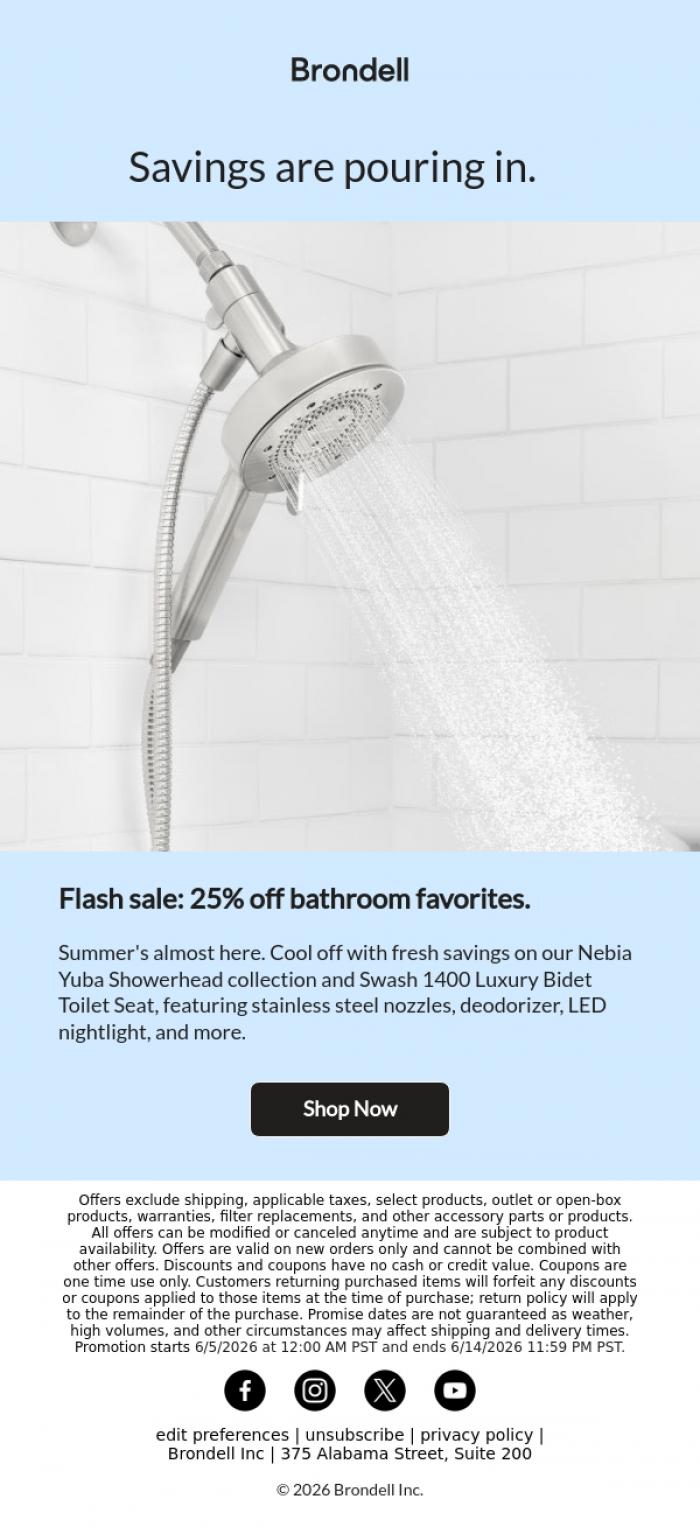 Email Design Inspiration from Brondell, Got a bathroom? This sale's for you.