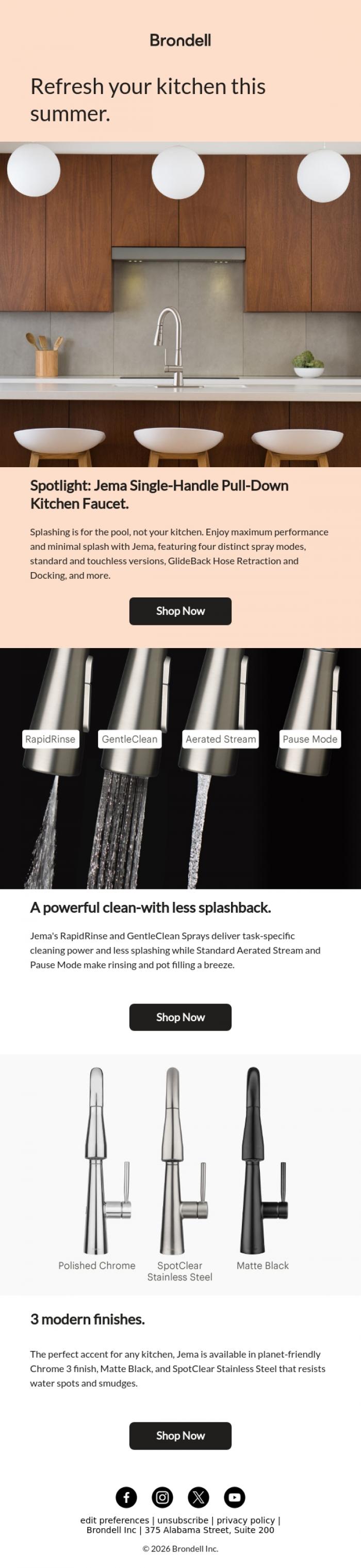 Email Design Inspiration from Brondell, Easy kitchen upgrade? This faucet is it. 🚰