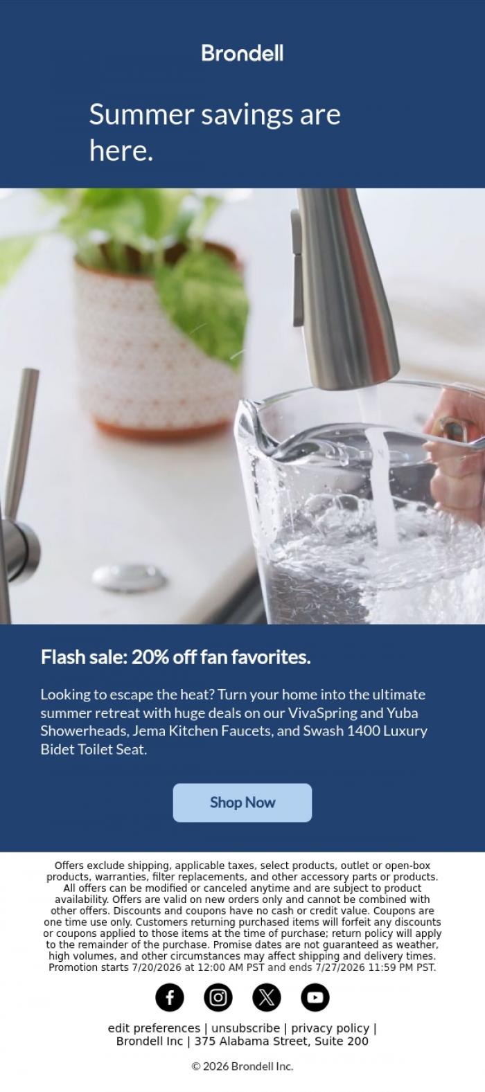 Email Design Inspiration from Brondell, Starting now! 20% off fan favorites. 😎