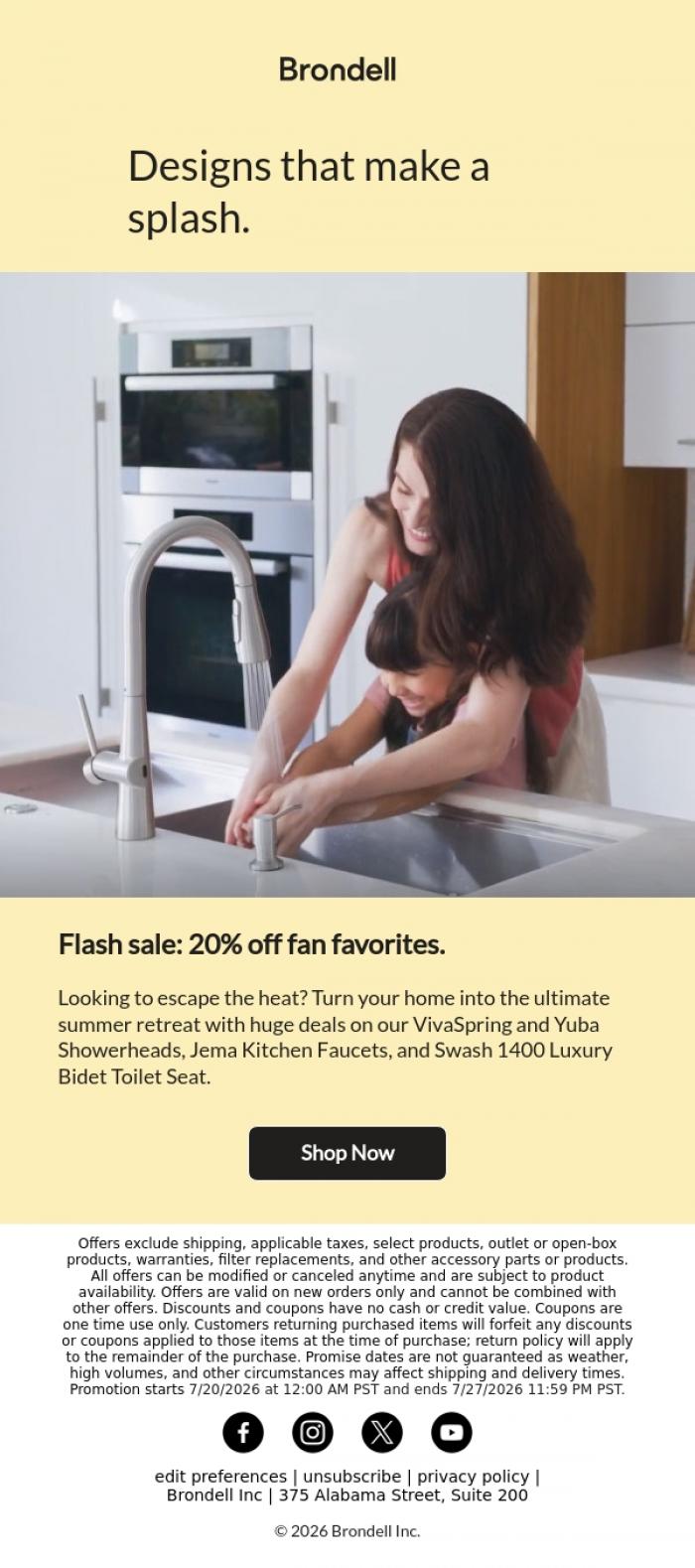 Email Design Inspiration from Brondell, Don't miss 20% off customer favorites!