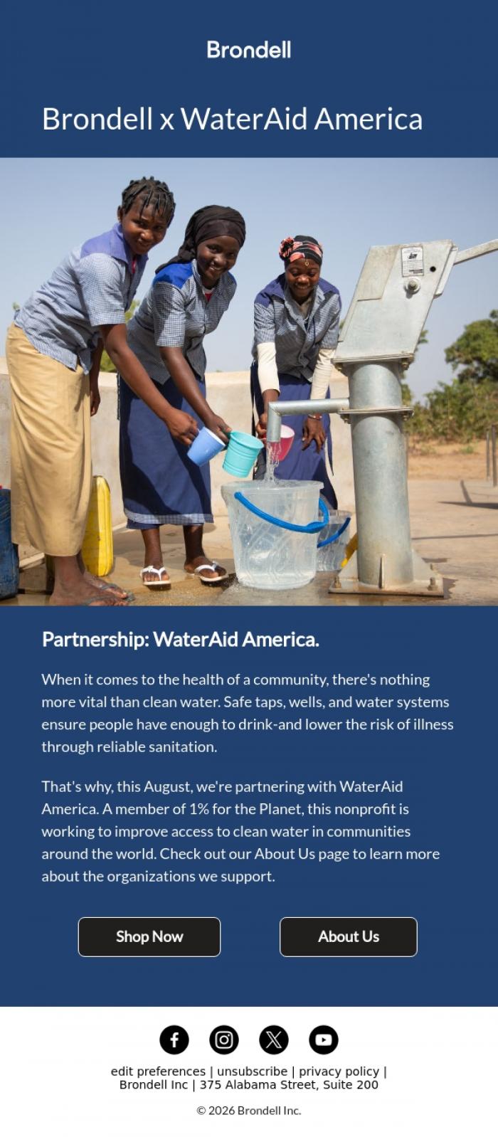 Email Design Inspiration from Brondell, Improving access to clean water.
