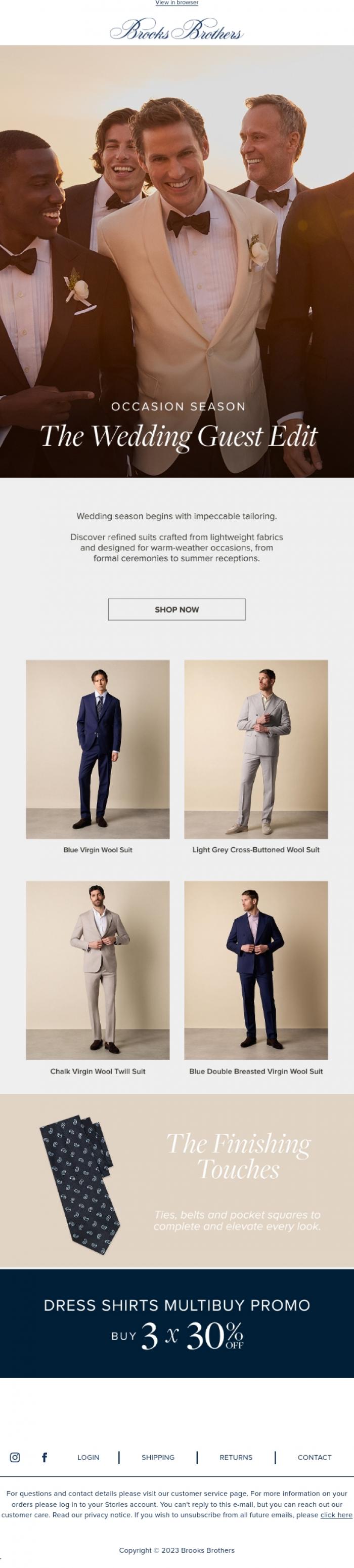 Email Design Inspiration from Brooks Brothers, Occasion Season | Tailoring for every event