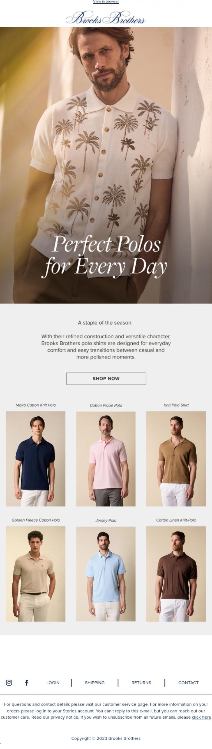 Email Design Inspiration from Brooks Brothers, Polo shirts | The return of an icon