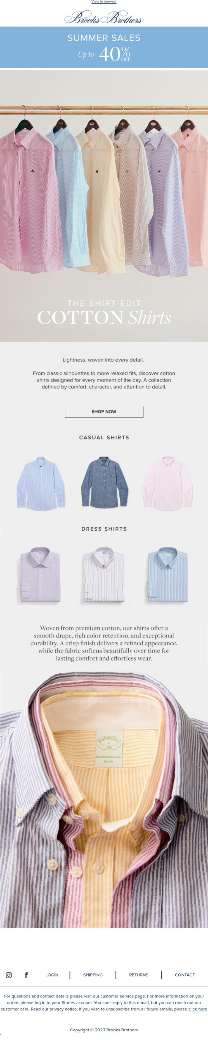 Email Design Inspiration from Brooks Brothers, The Shirt Edit | The character of cotton