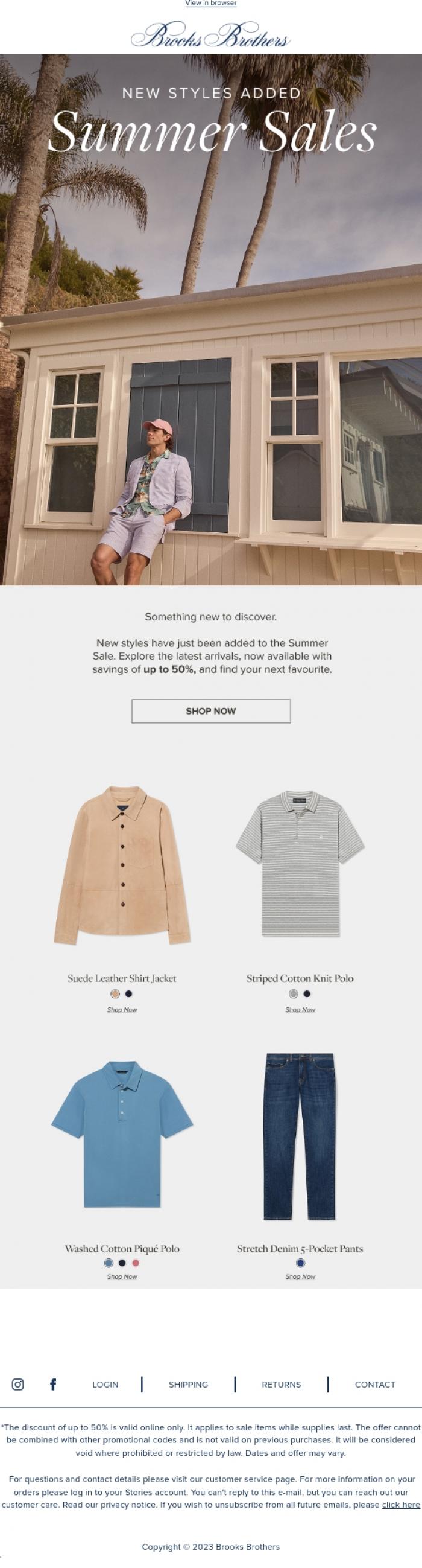 Email Design Inspiration from Brooks Brothers, New Additions to Sale