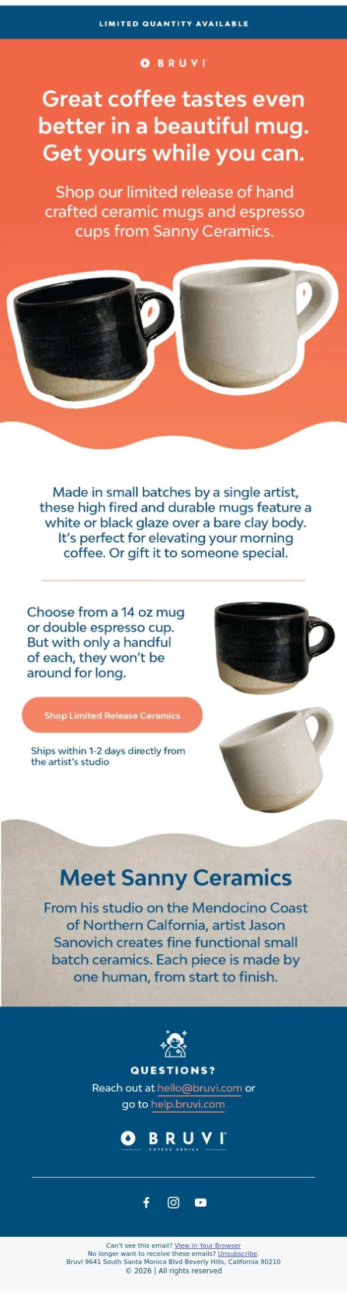 Email Design Inspiration from Bruvi | Coffee Genius, The Mug You'll Reach For Every Day ☕