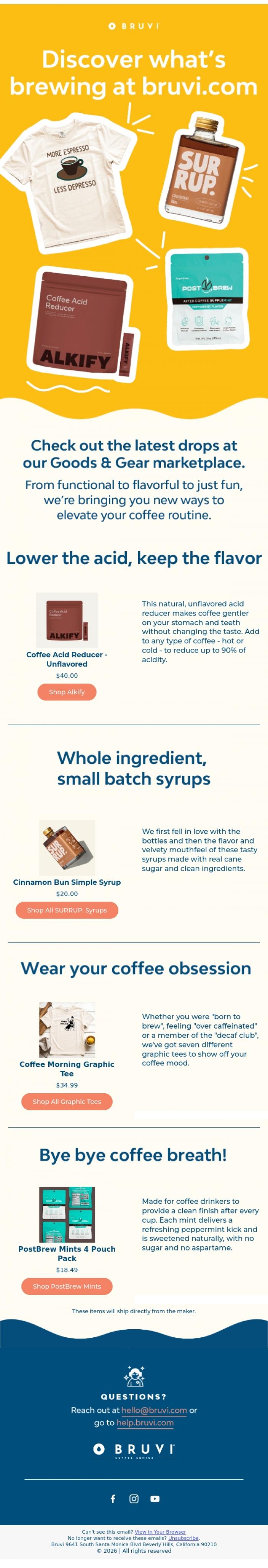 Email Design Inspiration from Bruvi | Coffee Genius, Your Next Coffee Obsession is Here ☕