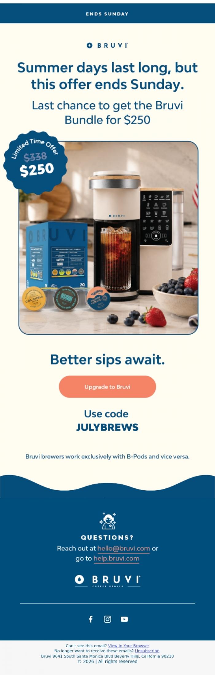 Email Design Inspiration from Bruvi | Coffee Genius, Don't miss the savings 😱