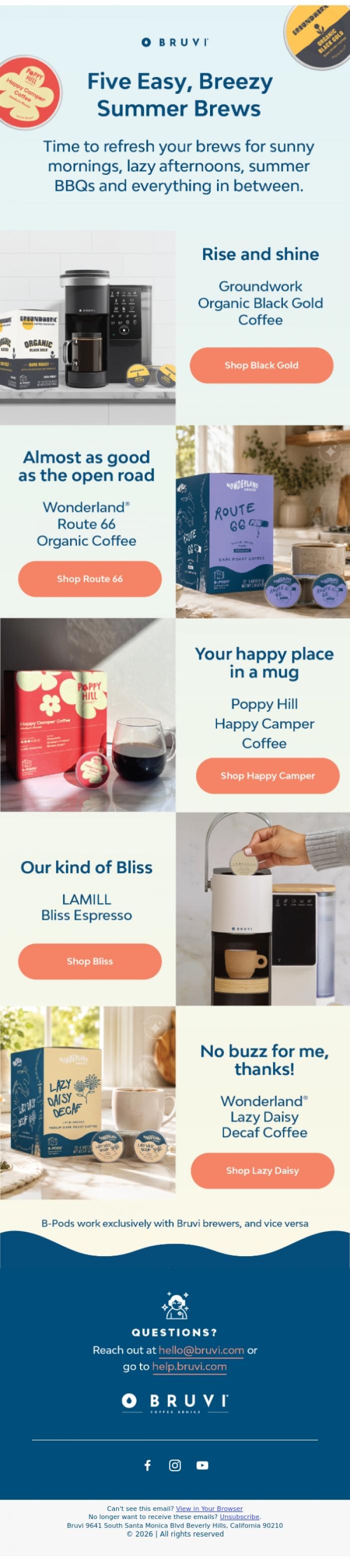 Email Design Inspiration from Bruvi | Coffee Genius, Easy like a summer morning ☀️