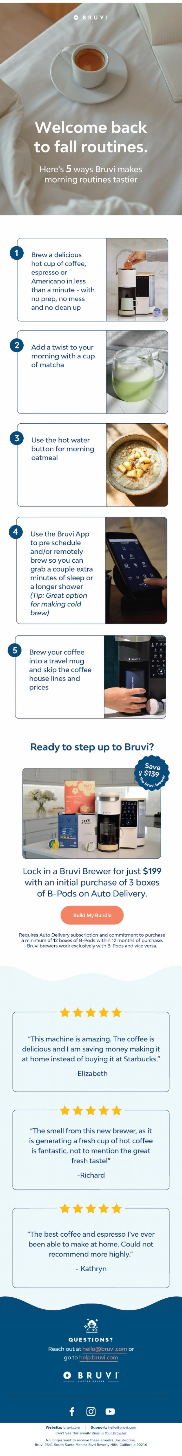 Email Design Inspiration from Bruvi | Coffee Genius, Fall into a tastier morning routine 🍂