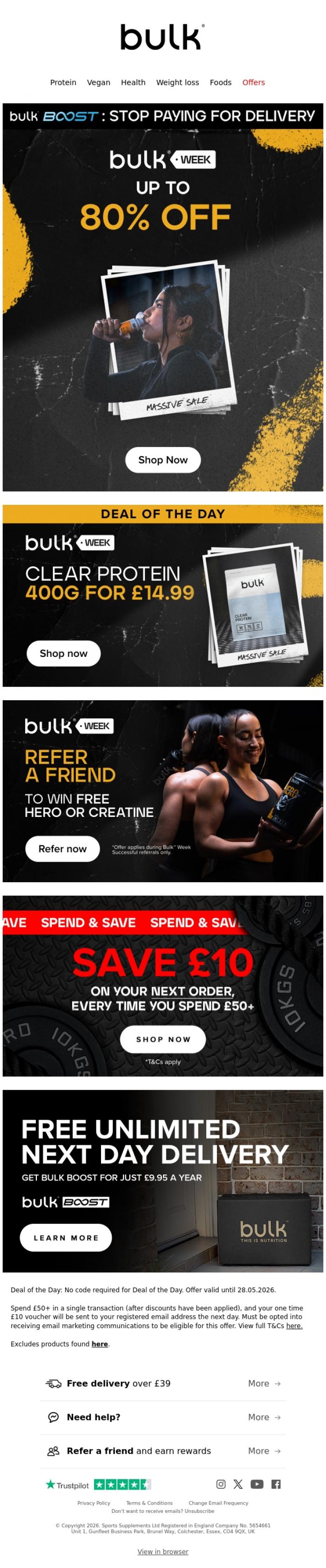 Email Design Inspiration from Bulk&trade;, One Massive Sale 🏋️