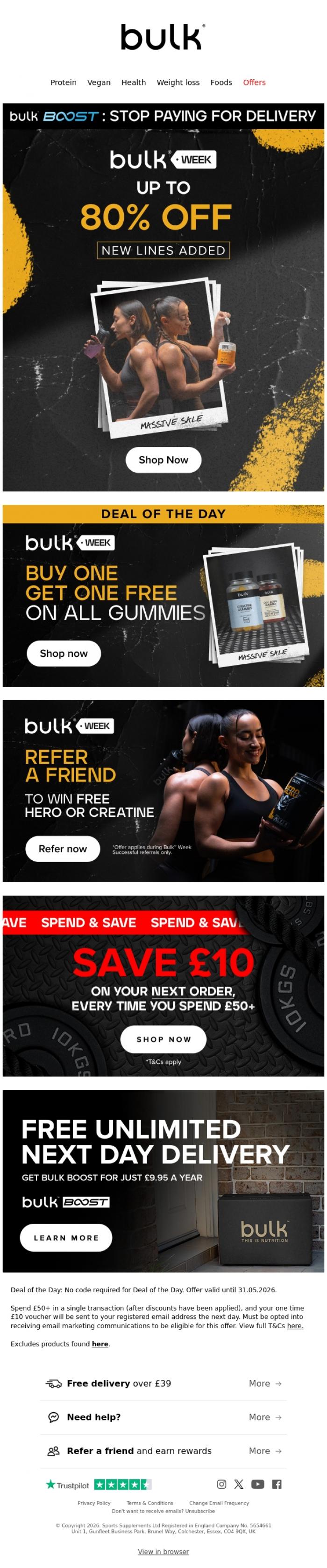 Email Design Inspiration from Bulk&trade;, 🔥 UP TO 80% OFF 🔥