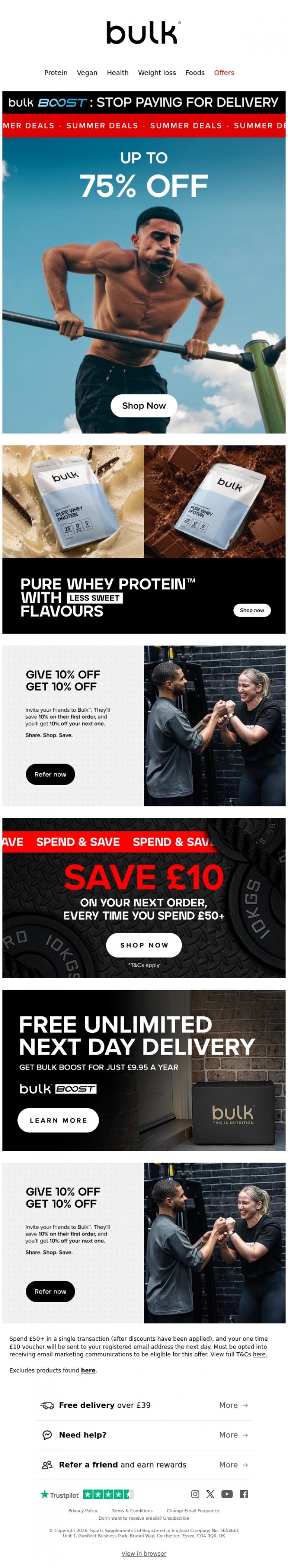 Email Design Inspiration from Bulk&trade;, Take Advantage of Up to 75% Off