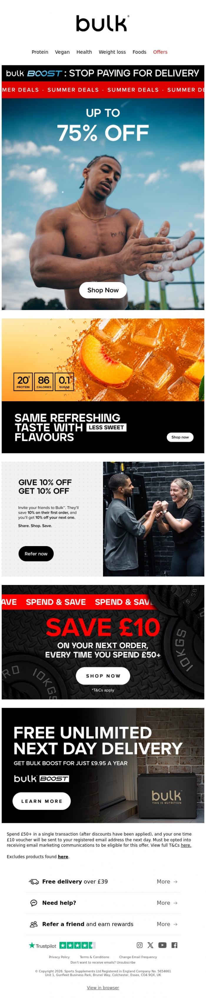 Email Design Inspiration from Bulk&trade;, SAVE BIG on the best in sports nutrition 🏆🤩