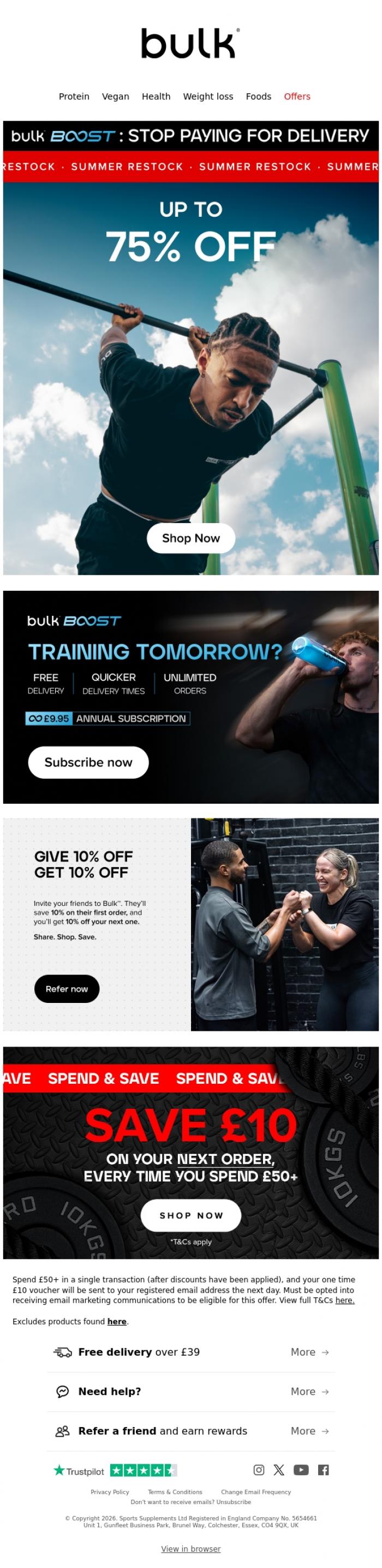 Email Design Inspiration from Bulk&trade;, Ready to Level Up Your Gains?
