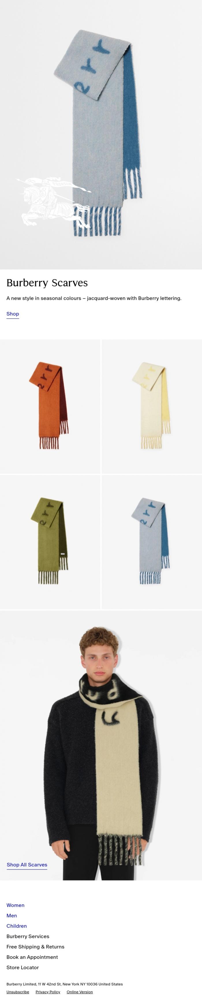 Email Design Inspiration from Burberry, Reversible scarves