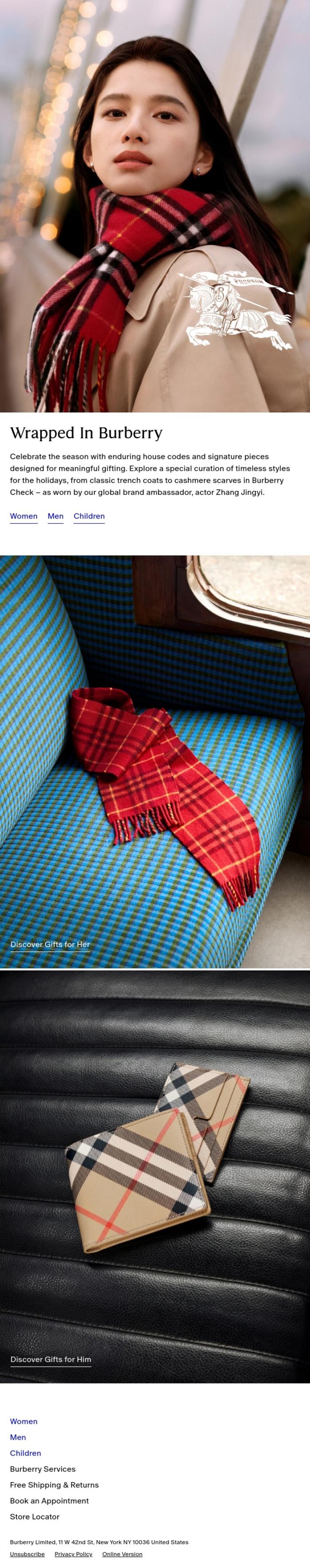 Email Design Inspiration from Burberry, Burberry icons worn by actor Zhang Jingyi