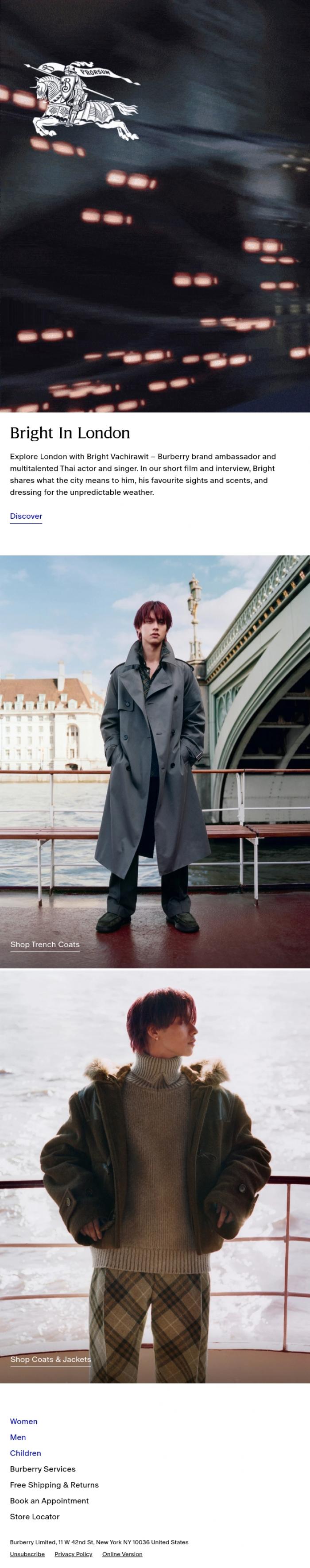 Email Design Inspiration from Burberry, Bright in London