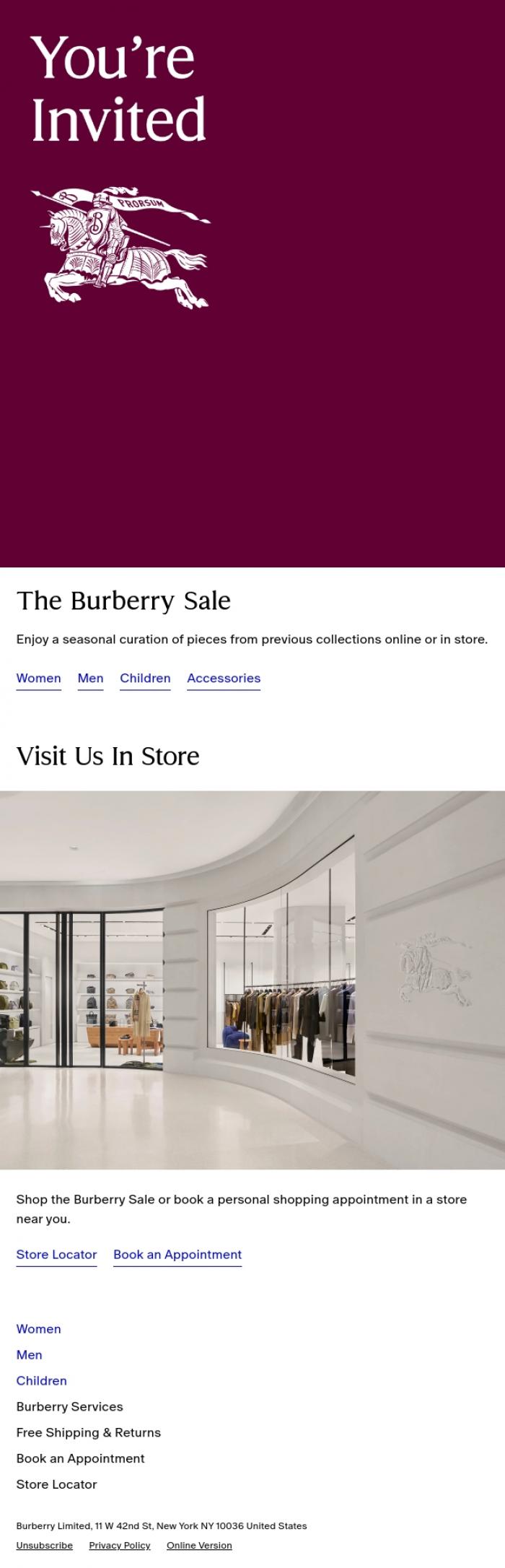 Email Design Inspiration from Burberry, The Burberry Sale has arrived