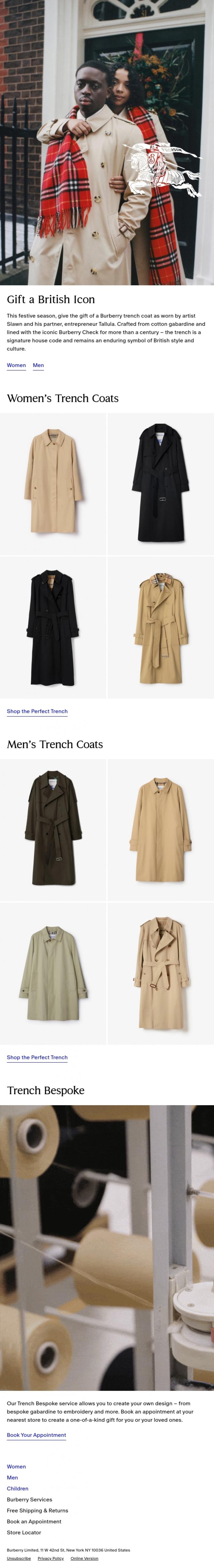 Email Design Inspiration from Burberry, The ultimate gift: a Burberry trench
