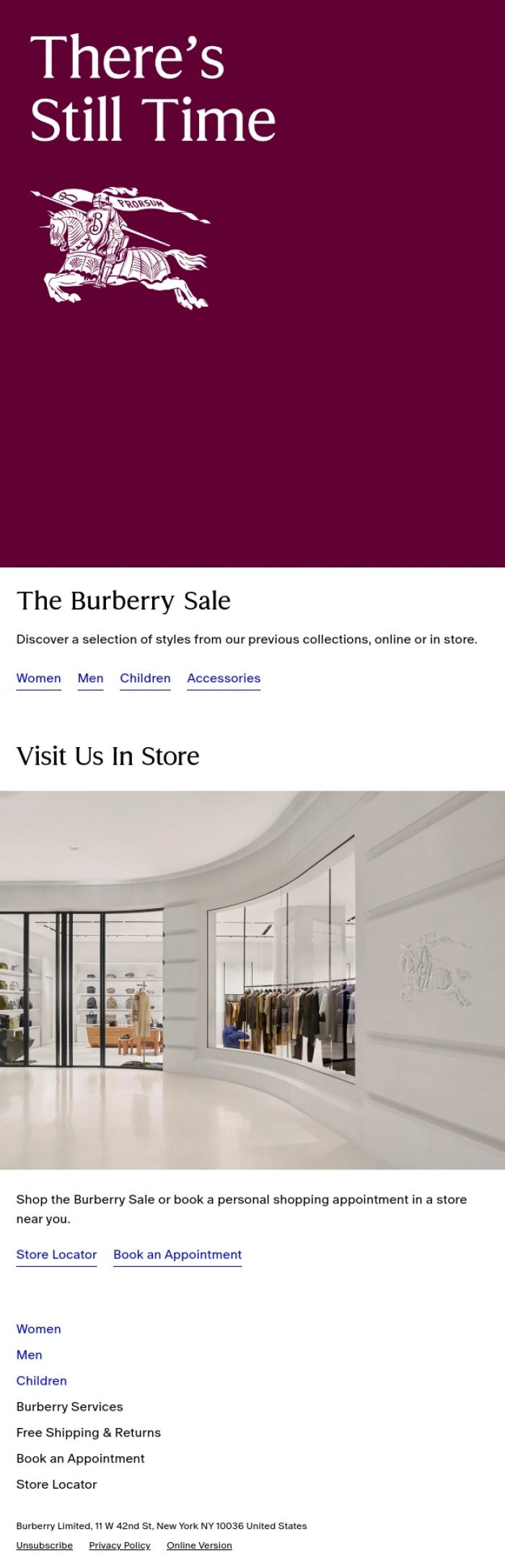 Email Design Inspiration from Burberry, Enjoy the Burberry Sale