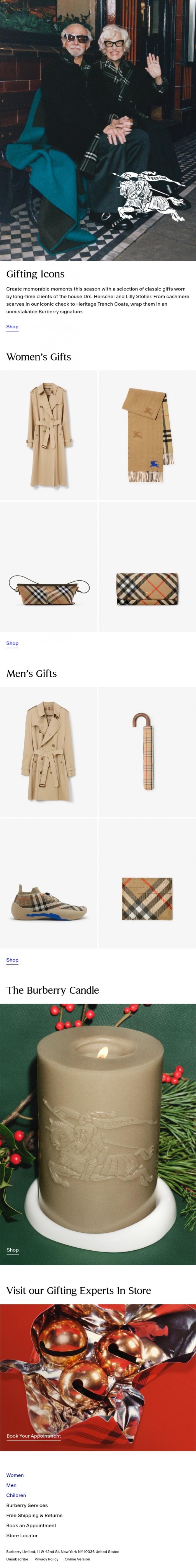 Email Design Inspiration from Burberry, Iconic gifts in Burberry Check