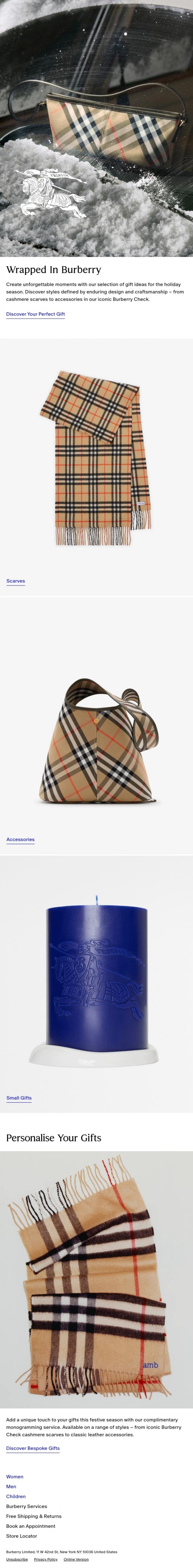 Email Design Inspiration from Burberry, Email, treat her to Burberry