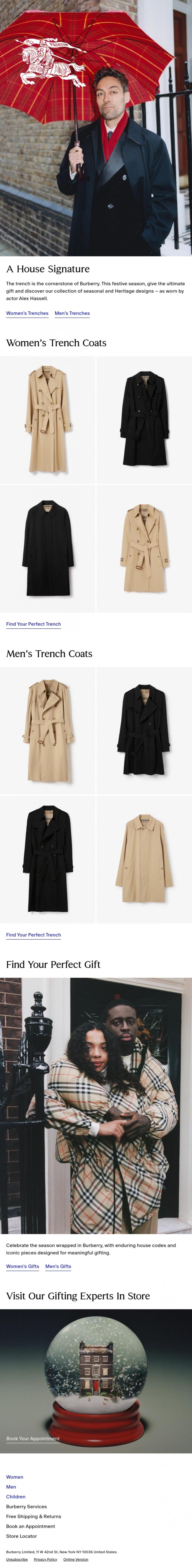 Email Design Inspiration from Burberry, The Burberry trench worn by actor Alex Hassell