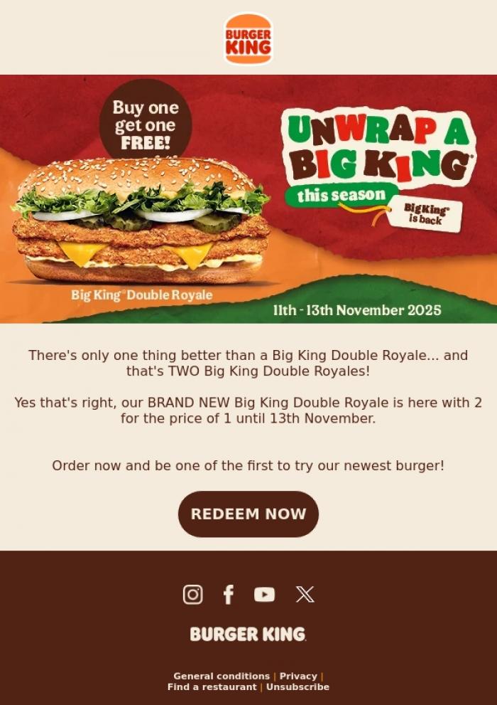 Email Design Inspiration from Burger King,  Email Gallery, The BIG KING is back at BK 👑 
