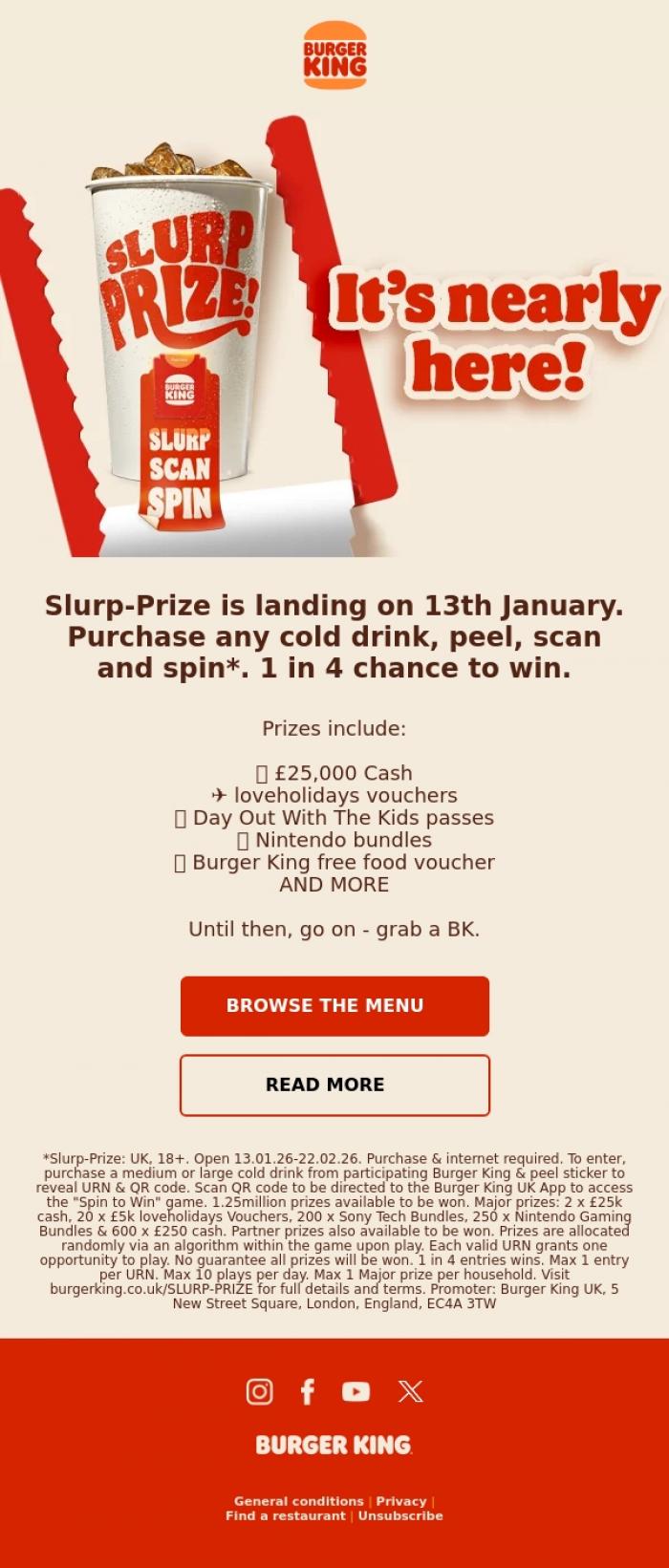 Email Design Inspiration from Burger King, T-2 DAYS 🥤
