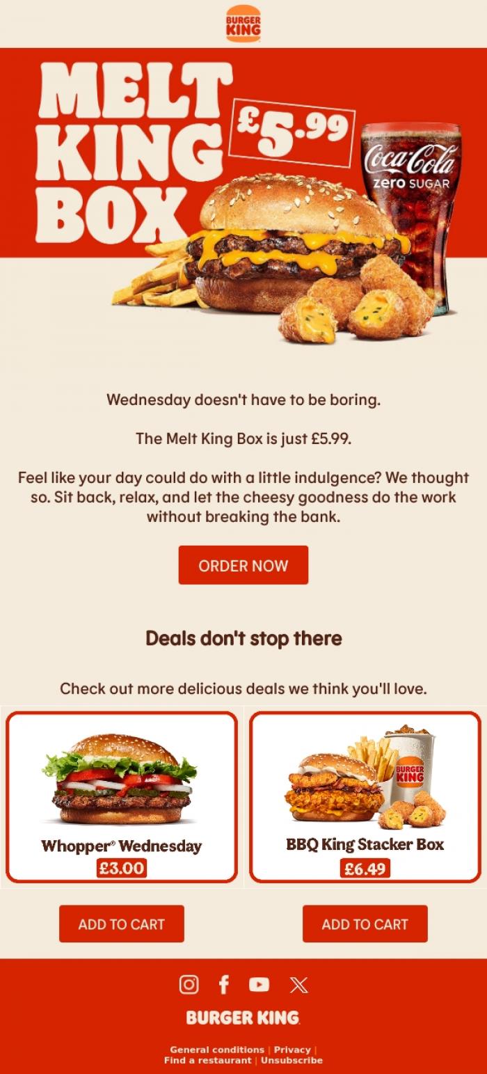 Email Design Inspiration from Burger King, BK App = Good Value