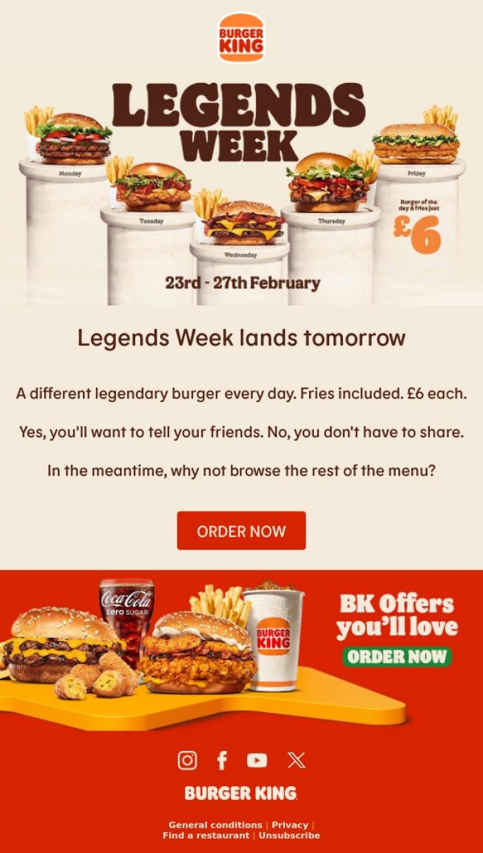 Email Design Inspiration from Burger King, GET READY