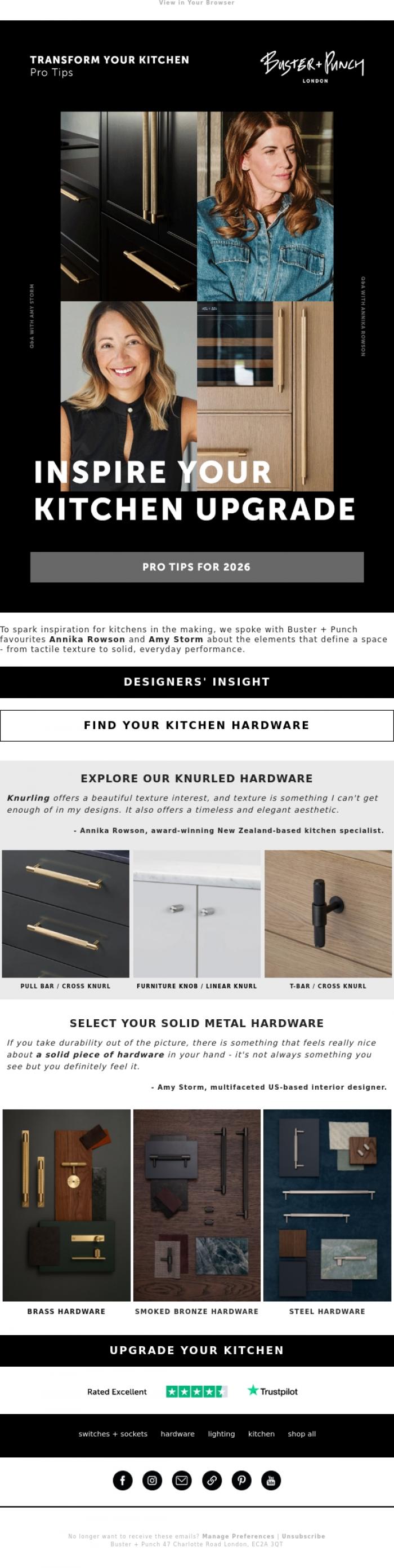 Email Design Inspiration from Buster + Punch, Pro Tips to Transform Your Kitchen