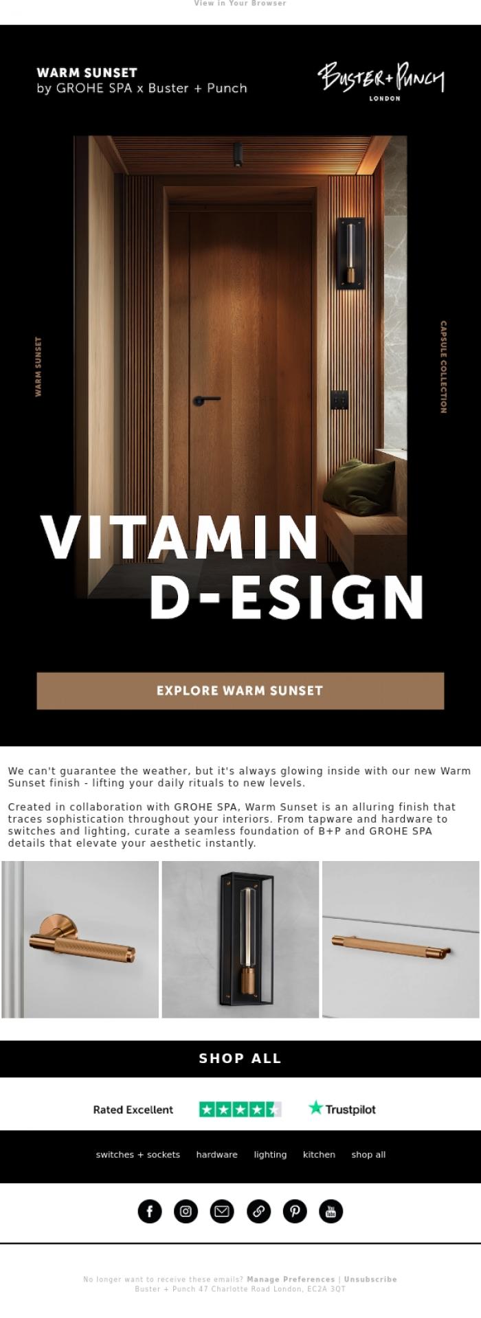 Email Design Inspiration from Buster + Punch, Your Daily Dose of Vitamin D