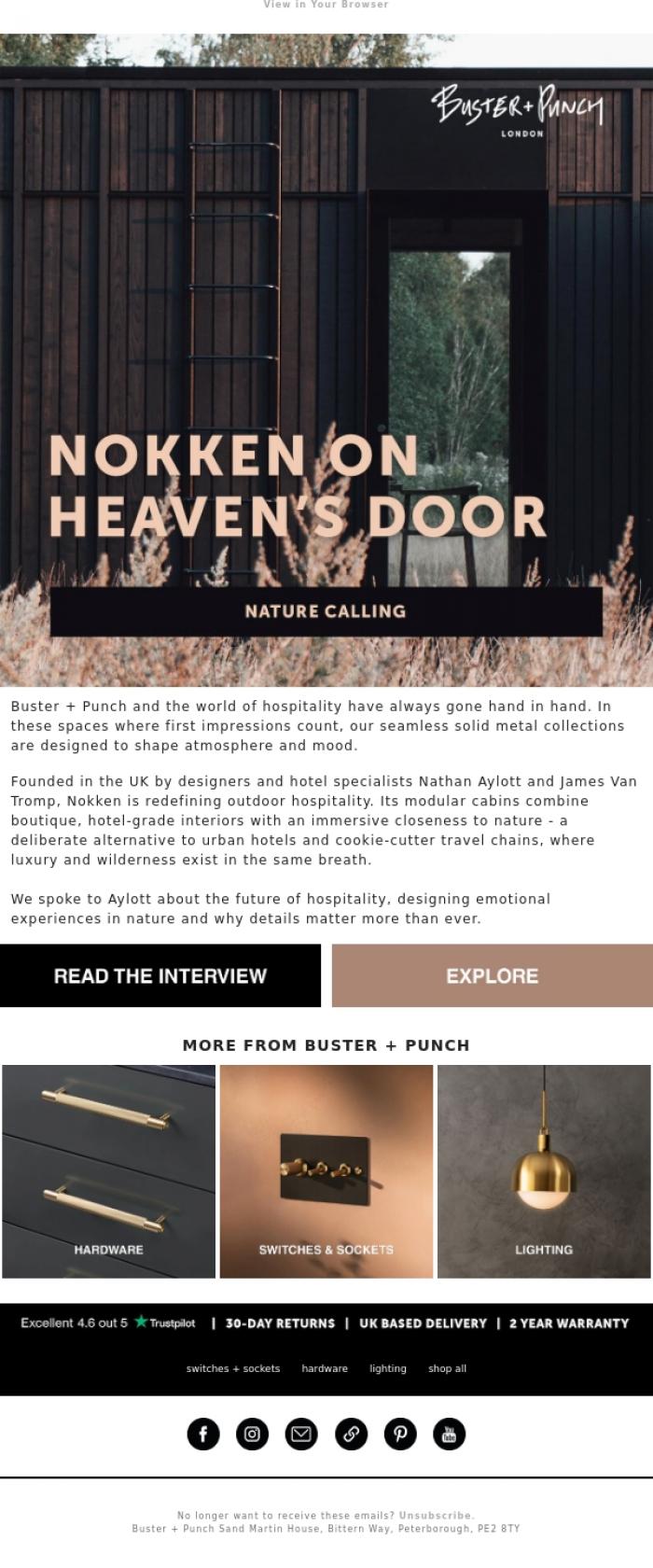 Email Design Inspiration from Buster + Punch, Discover The Boutique Hotel On Nature's Doorstep