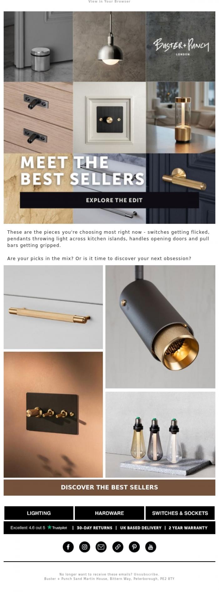 Email Design Inspiration from Buster + Punch, Your Most-Loved Pieces - Across Every Room
