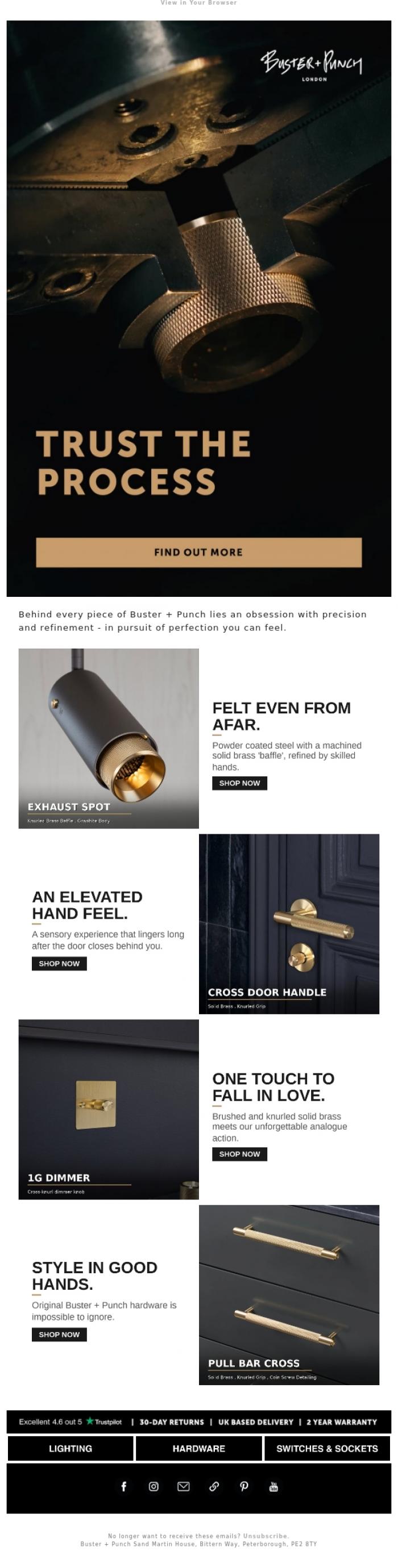 Email Design Inspiration from Buster + Punch, Perfection is an Artform