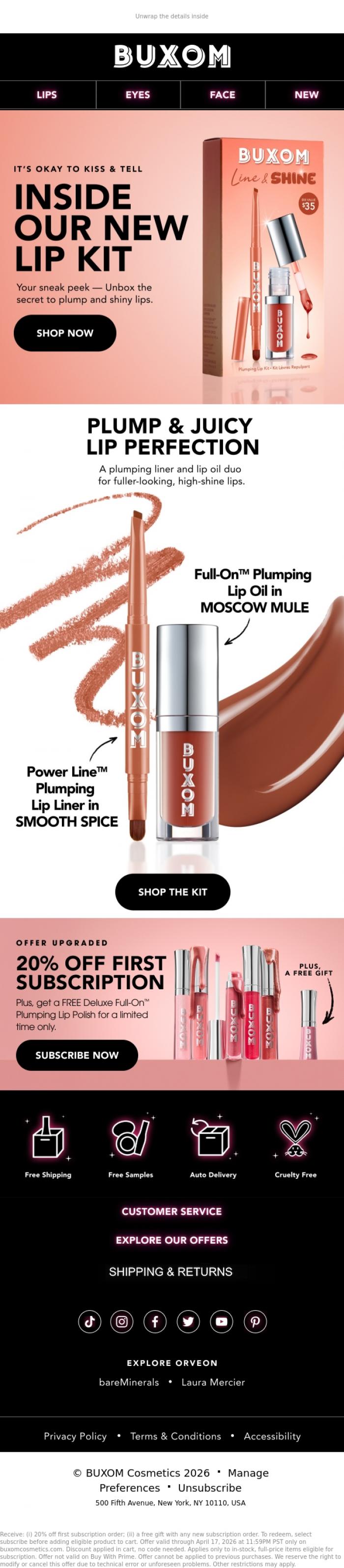 Email Design Inspiration from BUXOM Cosmetics, Unbox our new lip kit with us